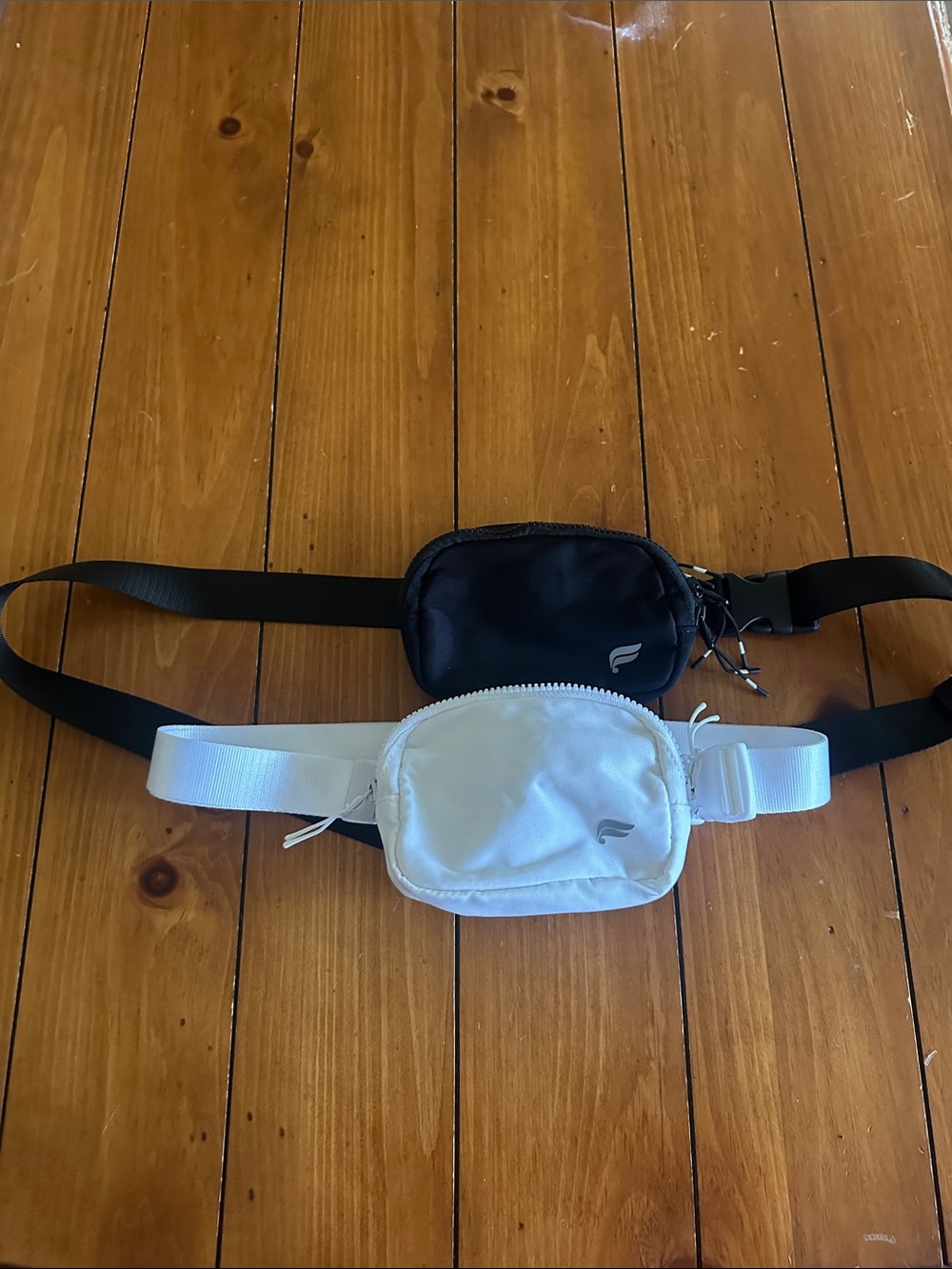 Fabletics Black and White Crossbody Waist Bags — Dual Pack